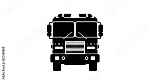 Front View Silhouette of a Firetruck.
