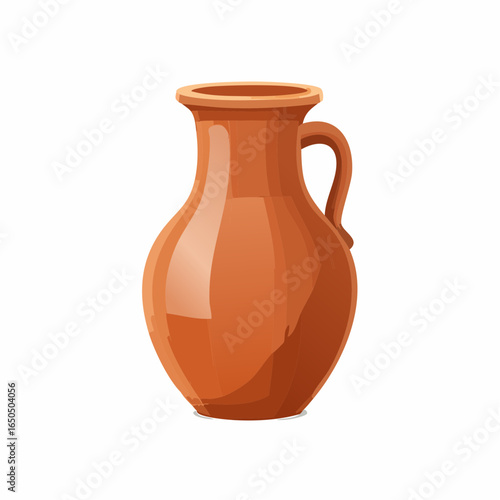 old clay jug isolated on white