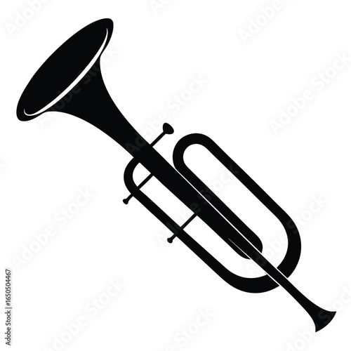 Black silhouette of a trombone musical instrument