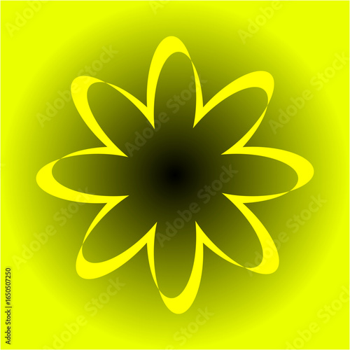 A radiant yellow flower glowing with soft gradients, merging light and shadow, symbolizing warmth, energy, harmony, and the brilliance of illumination.