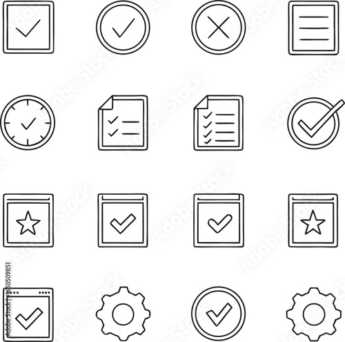 Approval and Task Management Line Icons