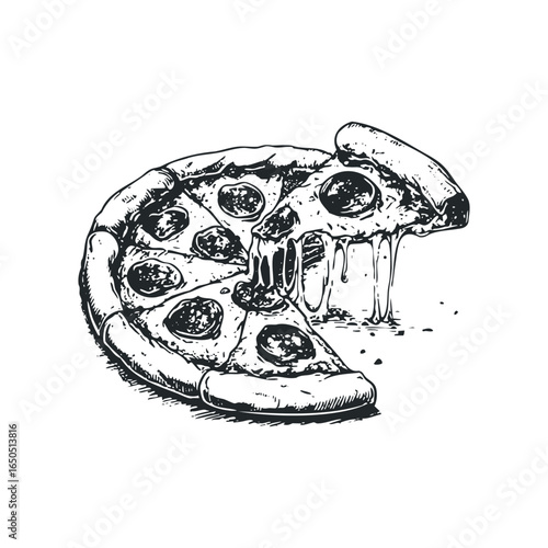 Classic Pepperoni Pizza Slice with Melting Cheese