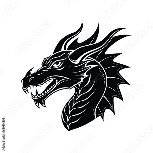 Wallpaper Mural Dragon silhouette angry flying vector dragon head tattoo design Torontodigital.ca