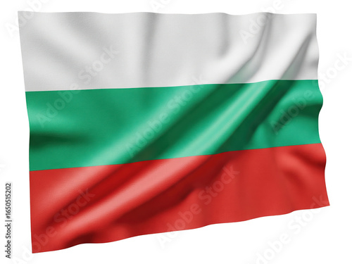 Free Download  Realistic 3D render of the Bulgarian flag with white, green, and red stripes on transparent background - GFXLoad