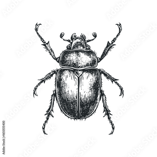 Detailed Etching of a Beetle with Intricate Leg Detail