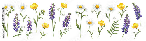 Wallpaper Mural A vibrant array of colorful wildflowers in various shapes and sizes, showcasing nature's beauty. Torontodigital.ca