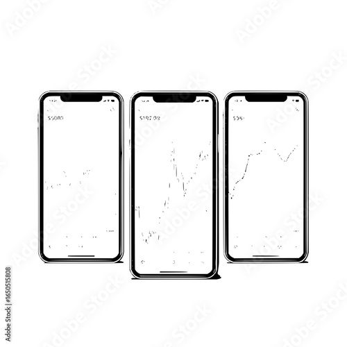 Stock market analysis app on iphone devices showing financial charts and data for investment tracking