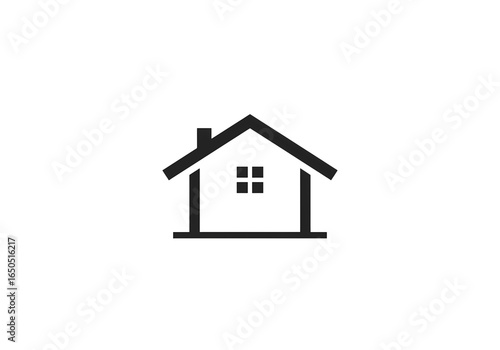 Minimalist House Icon Simple Black and White Home Symbol isolated on transparent background