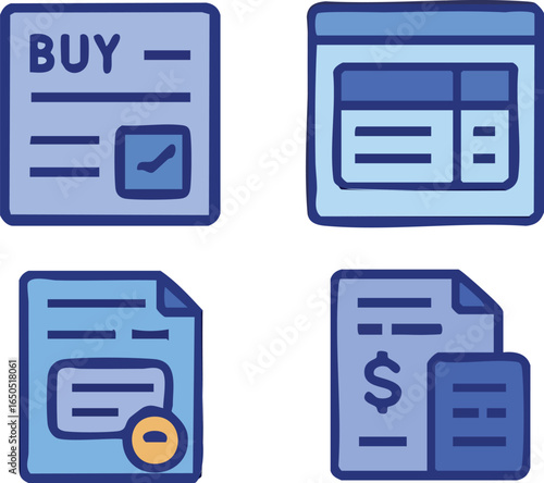 Business Finance and Online Shopping Icons.
