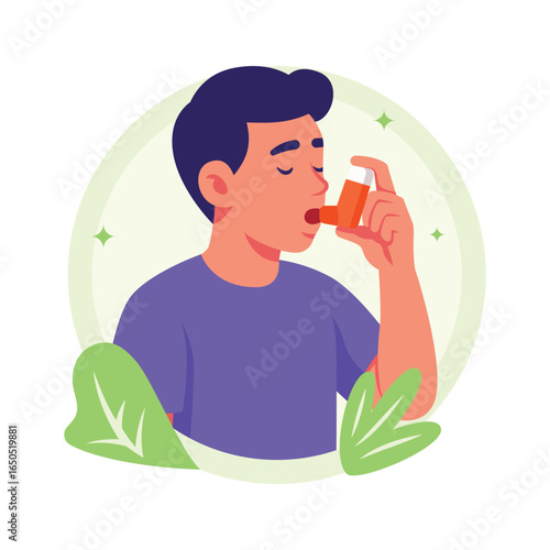 Take a look at this amazing illustration of asthma patient taking medicine