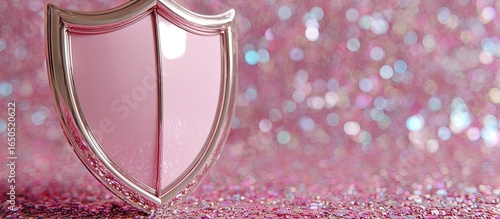Pink shield on a pink glittery background