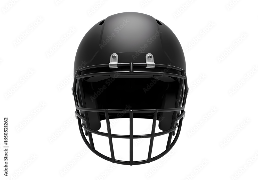 Fototapeta premium Black Football Helmet Front View isolated on transparent background