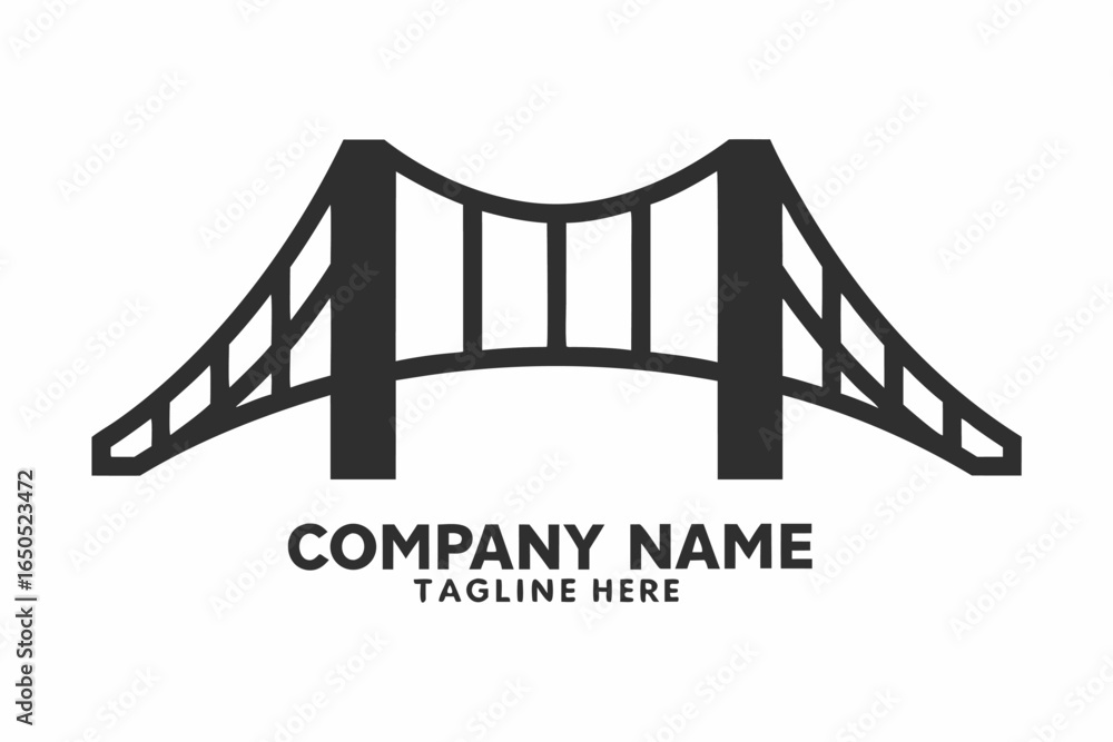 Obraz premium Minimalist Bridge Silhouette with Company Name on White Background Design
