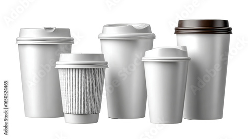 Wallpaper Mural Diverse coffee cups in a neat arrangement: showcasing a versatile collection of beverage containers designed for various uses, from takeaway coffee to hot chocolate. Torontodigital.ca