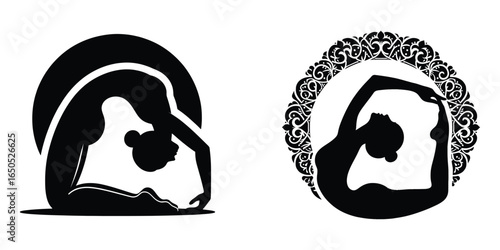 Modern dance iconography abstract figure in arch and ornament