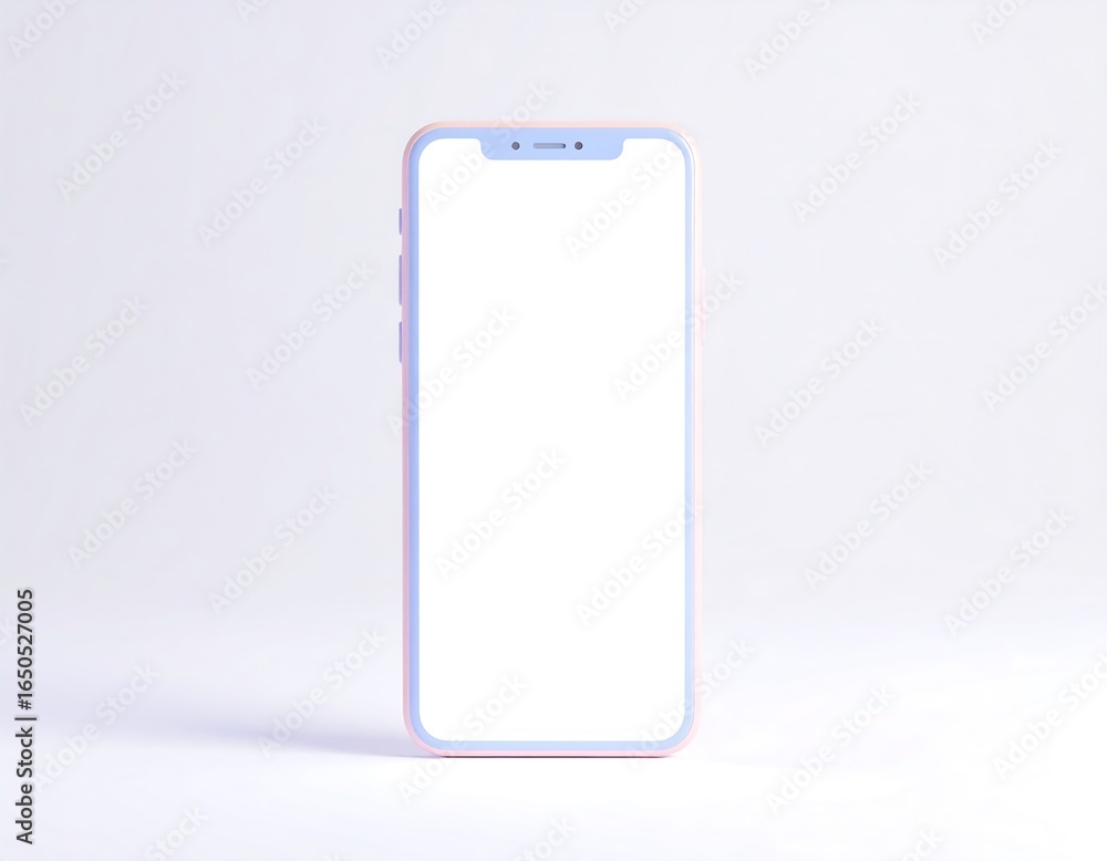 Modern Smartphone Design with a Clean White Screen Displayed Against a Softly Lit Background Modern Smartphone Design with a Clean White Screen Displayed Against a Softly Lit Background