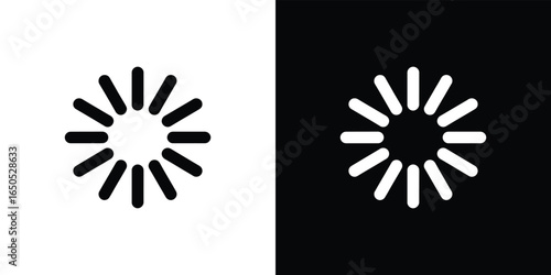 Duality of Loading Icon, Black and White Interface Symbol, Rotating Wheel Design