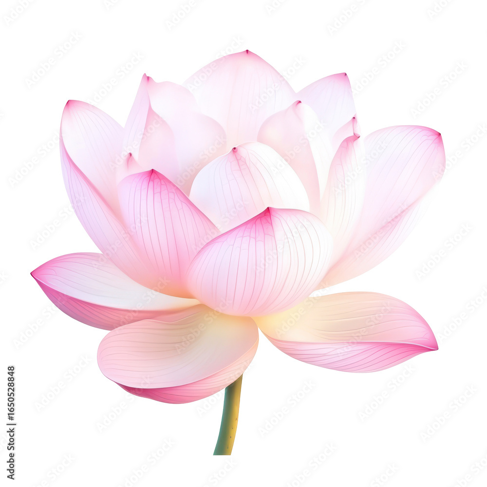 Fototapeta premium This captivating close-up reveals a beautiful pink lotus in full bloom, isolated on black.