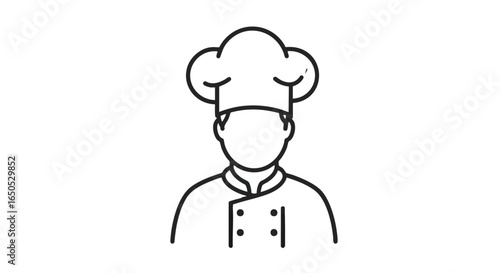 Chef Icon Line Art Illustration of a Culinary Professional