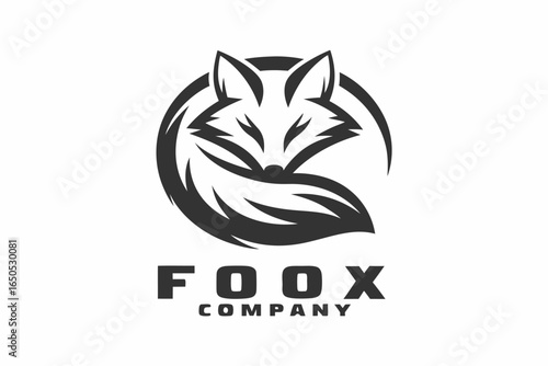 Fox Silhouette Vector, Minimalist Animal Icon Design on White Background
