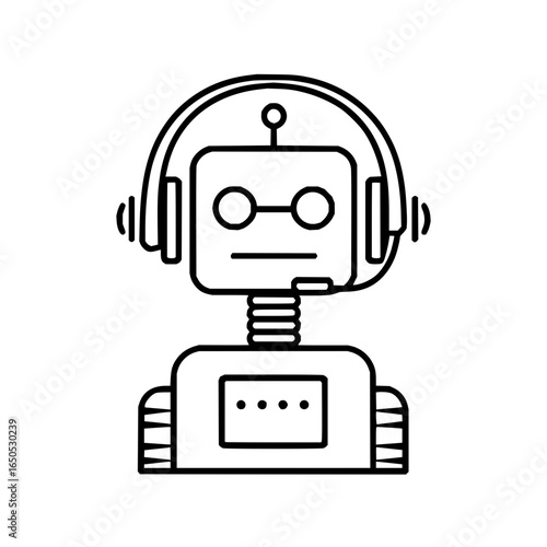 Cartoon robot with headset vector illustration for ai customer service and support applications design 100