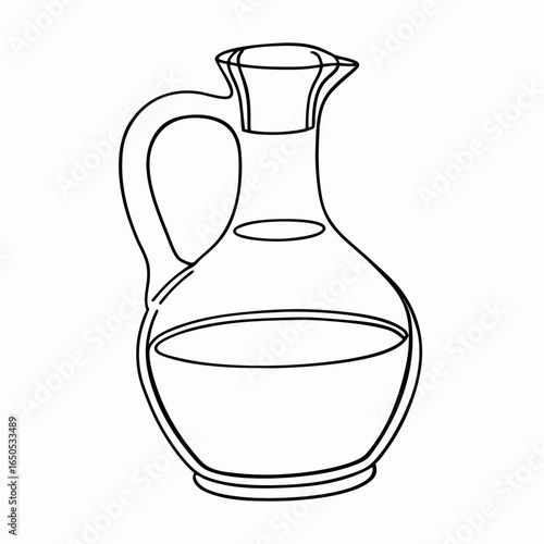 Transparent glass pitcher with wide spout and handle ideal for pouring beverages with copy space for kitchen and dining essentials