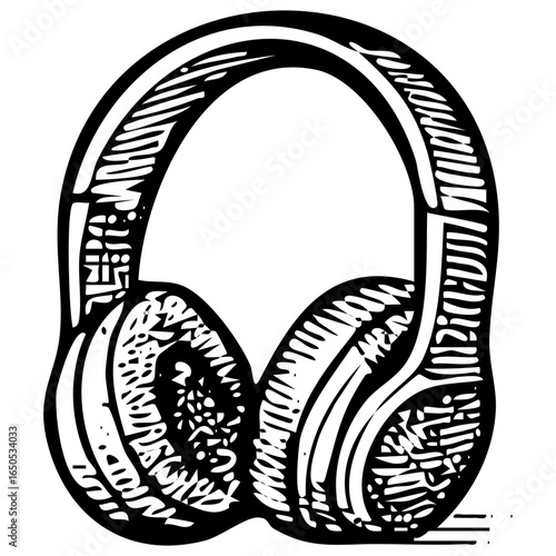 Hand-Drawn Overâ€‘Ear Headphones Icon - Vintage Audio Sketch Vector