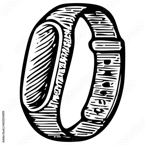 Hand-Drawn Fitness Tracker Band Icon -Vintage Wearable Sketch Vector