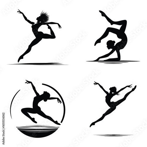 Modern dance silhouettes dynamic poses