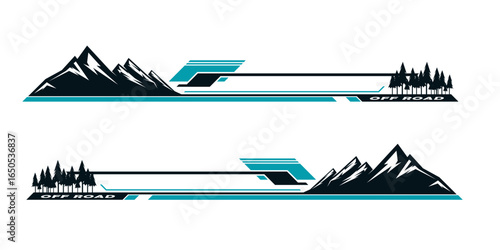 Car side sticker design. outdoor mountain concept car wrap vinyl sticker. Suitable for printing or cutting.