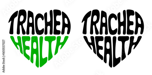 Heart-shaped sticker featuring "TRACHEA HEALTH" in colorful and black design for healthcare and wellness concept