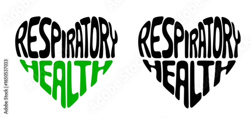 Heart-shaped sticker featuring "RESPIRATORY HEALTH" in colorful and black design for healthcare and wellness concept