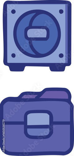 Digital Computer Hardware and Data Folder Icons.
