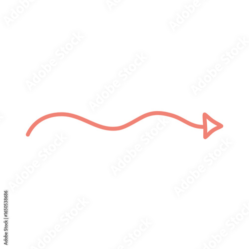 Simple doodle style wavy arrow illustration on black background.