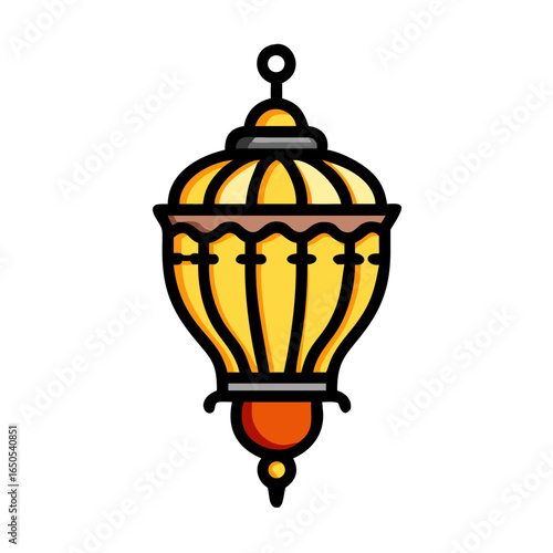 Traditional Ramadan lantern in flat style with warm colors