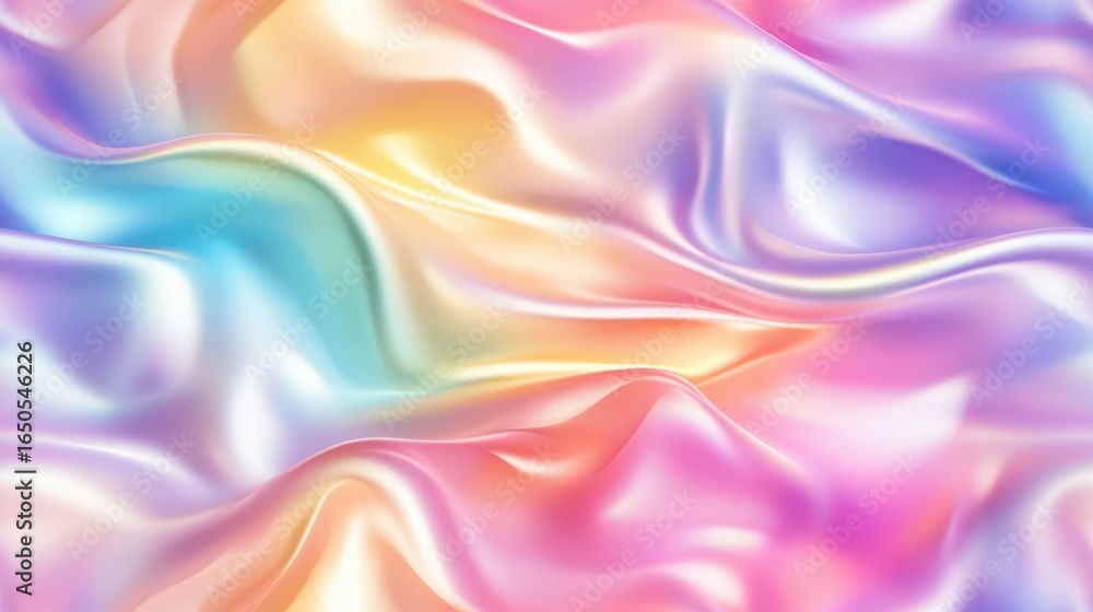 Fototapeta premium A vibrant and colorful abstract background of flowing, iridescent fabric.