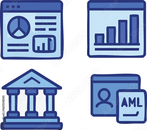Financial Data Icons Set.