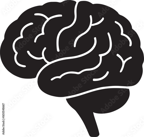 Brain silhouette vector for neuroscience, psychology, and medical design projects.