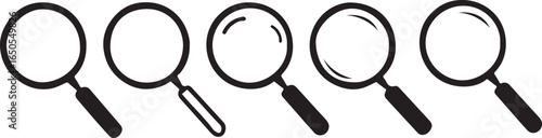 Magnifying Glass Icon Set – Loupe, Search, Zoom Symbols | Stock Vector