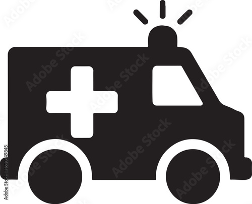 Ambulance icon silhouette vector for medical, emergency, and healthcare design projects.
