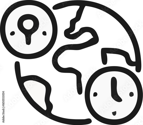 Global Time and Location Tracking Icon.
