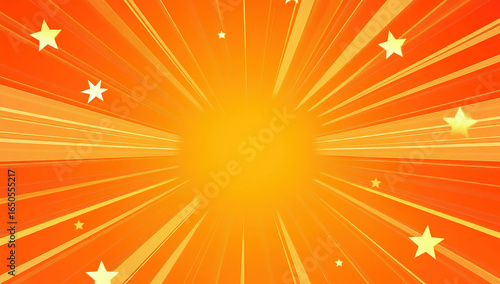 Vibrant Orange and Yellow Burst with Scattered Stars Background Illustration