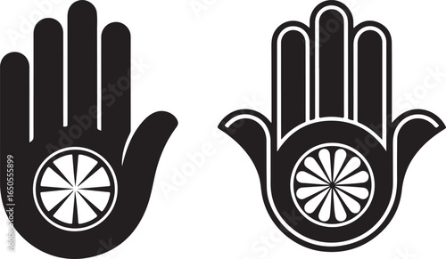 Jain Hand with Wheel of Dharma Symbol of Peace and Nonviolence