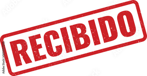 Red stamp with the word RECIBIDO meaning received in Spanish and Portuguese, distressed texture, grunge style