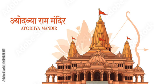 Ayodhya Ram Mandir: Majestic Hindu Temple Illustration