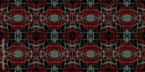 abstract vintage Repeating Decorative Motif. 

Vintage Style Red, Grey, and Black Pattern. 

Luxurious Ornate Textile Design. seamless Textile Pattern. Ornament Design. line art seamless background. 
