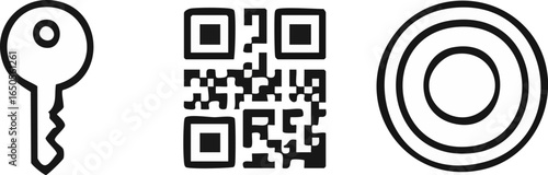 Key QR Code and Target Icons.