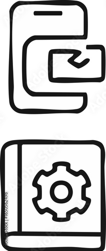 Mobile Payment and Technical Manual Icons Set.