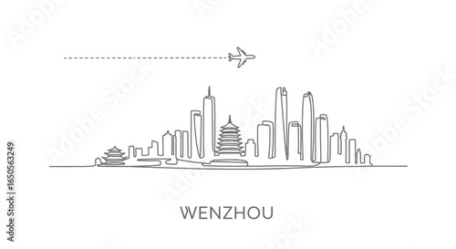 Wenzhou China Skyline Airplane Travel Minimal.