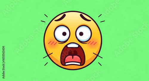 Scared emoji face vector illustration expressing fear panic and anxiety with open mouth and wide eyes clipart